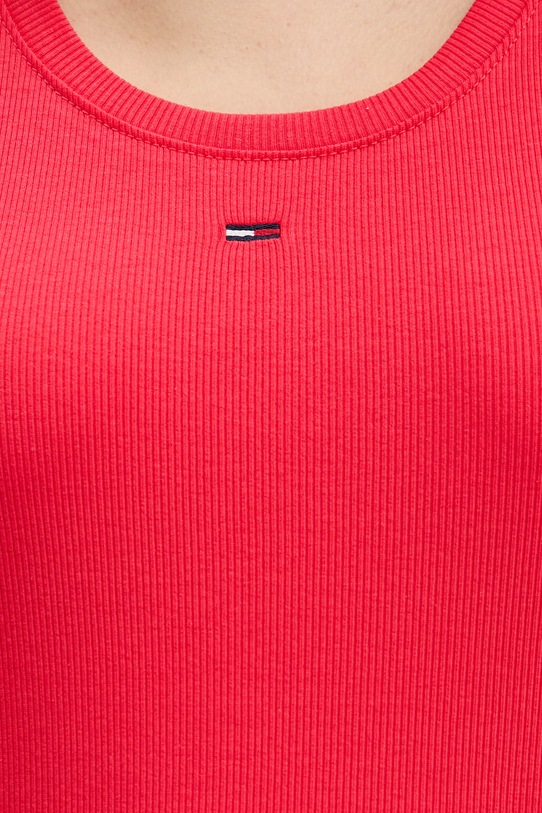 Tommy Jeans top bavlněný s elastanem DW0DW20673 červená