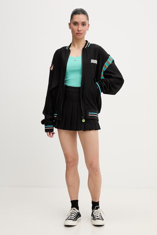 Tommy Jeans top bawełniany z elastanem DW0DW20673 turkusowy SS26