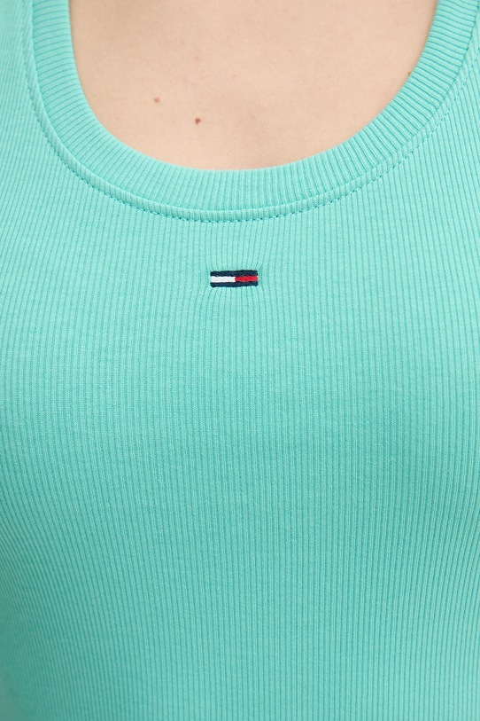 Tommy Jeans top bawełniany z elastanem DW0DW20673 turkusowy