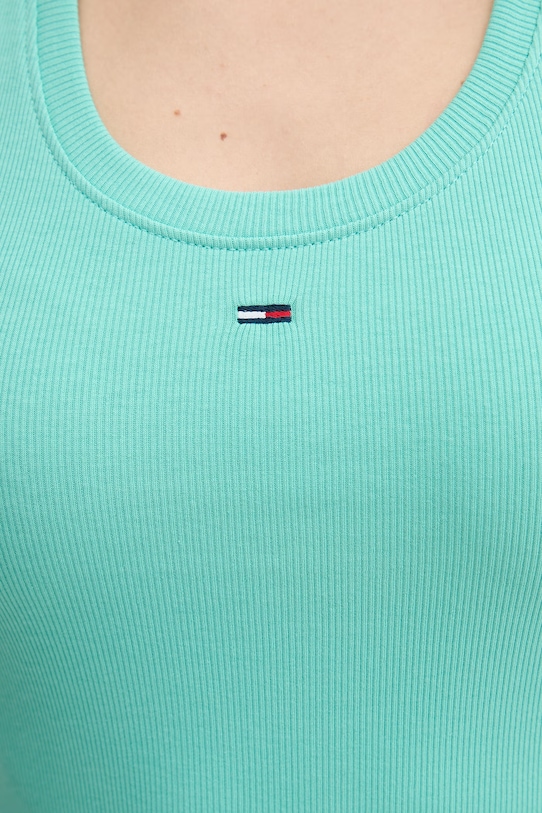 Tommy Jeans top bawełniany z elastanem DW0DW20673 turkusowy