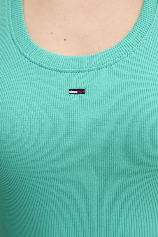 Tommy Jeans top bumbac cu elastan DW0DW20673 turcoaz