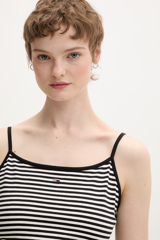 Tommy Jeans top damski bawełniany z elastanem czarny DW0DW20675