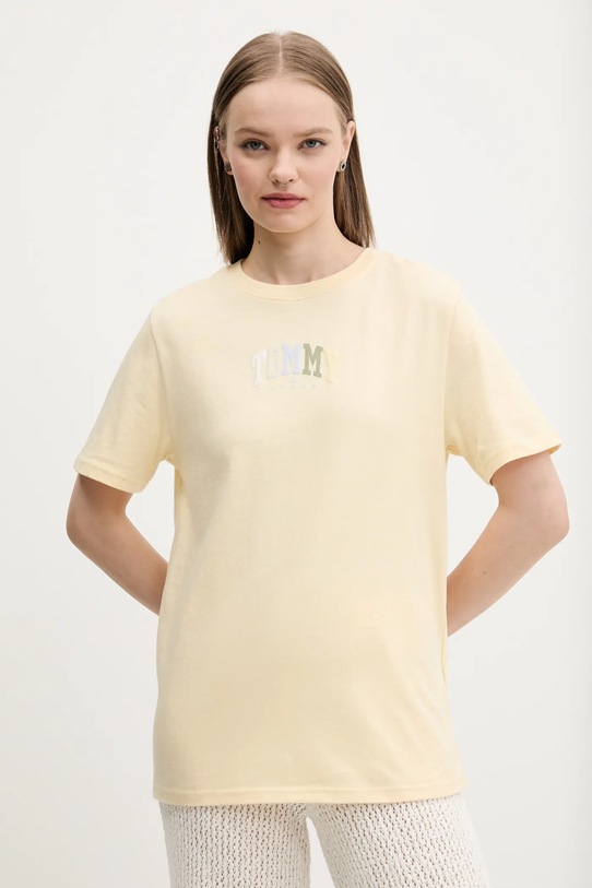 Tommy Jeans t-shirt bawełniany nadruk żółty DW0DW21337