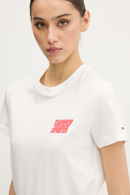 Bavlnené tričko Tommy Jeans biela DW0DW21338