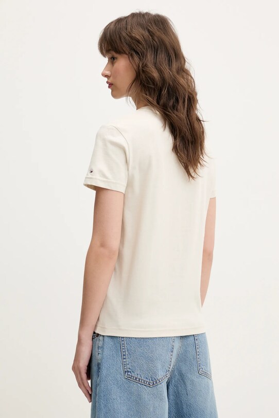 Ρούχα Βαμβακερό μπλουζάκι Tommy Jeans DW0DW21338 μπεζ