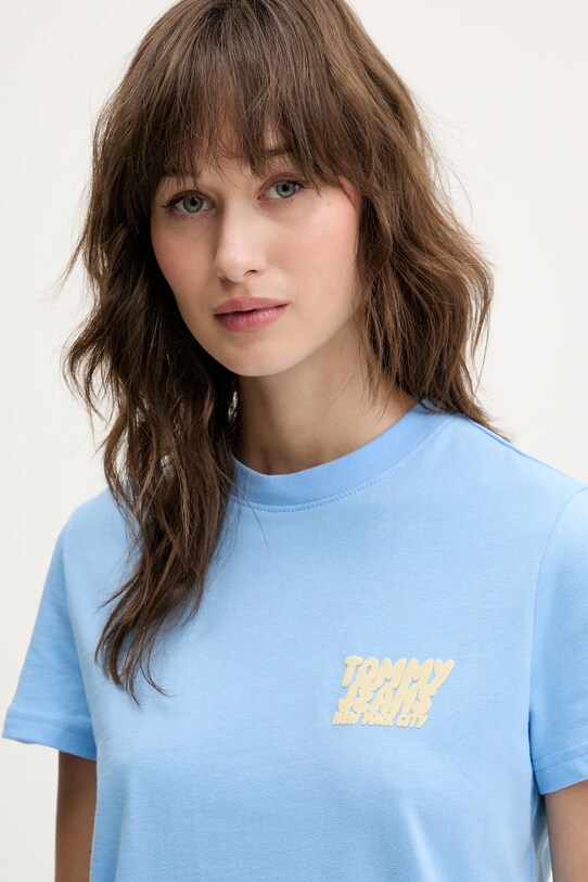 Odzież Tommy Jeans t-shirt bawełniany DW0DW21338 niebieski