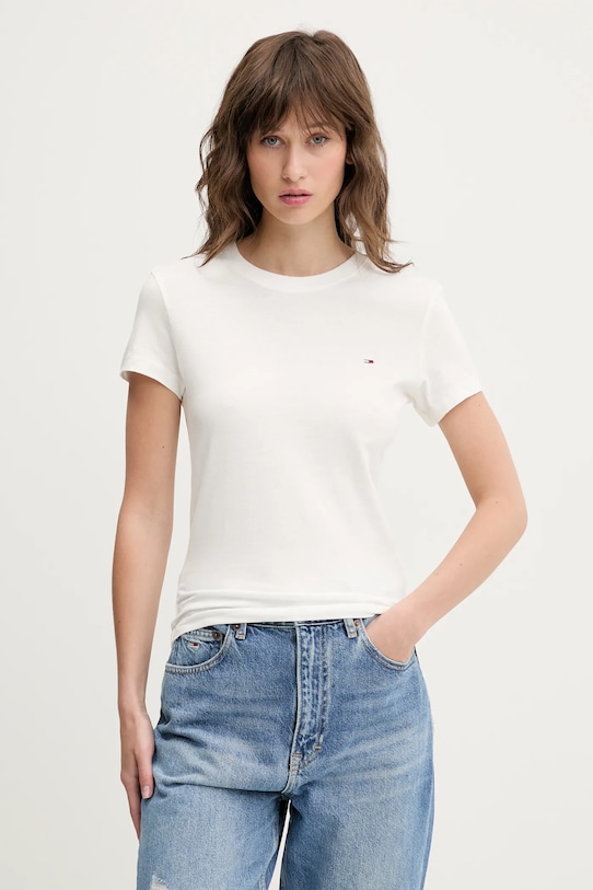 Bombažna kratka majica Tommy Jeans 2-pack DW0DW21366 modra AW25