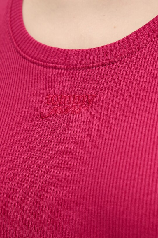 Bavlněný top Tommy Jeans DW0DW21369 růžová