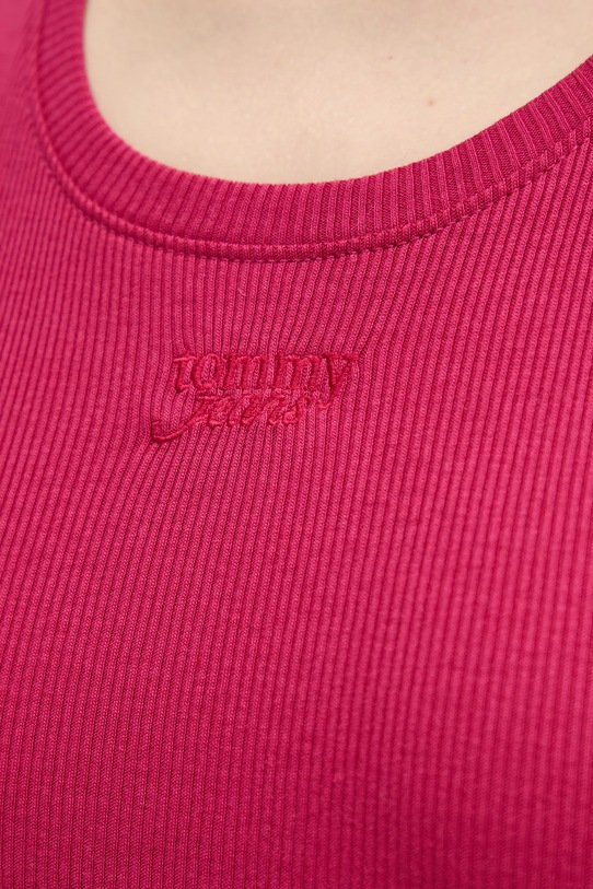 Bavlněný top Tommy Jeans DW0DW21369 růžová