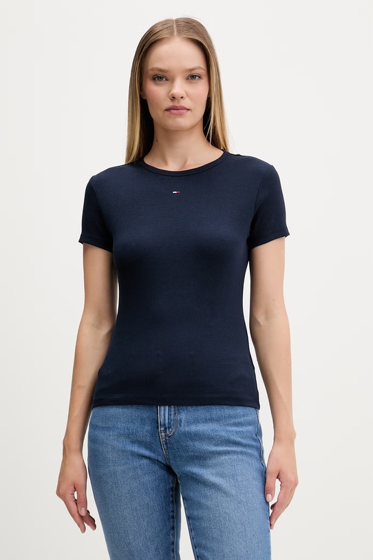 Tommy Jeans basic tričko dámské bavlněné s elastanem 2-pack DW0DW21430 námořnická modř SS26
