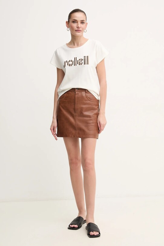 La Petite Française t-shirt bawełniany TYFANY PFTIFANY beżowy SS25