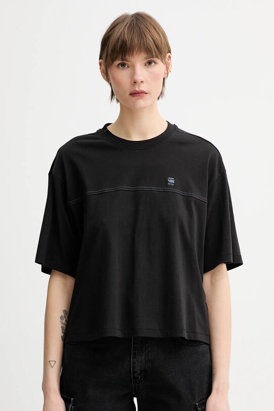 G-Star tricou din bumbac uni negru D26134.336