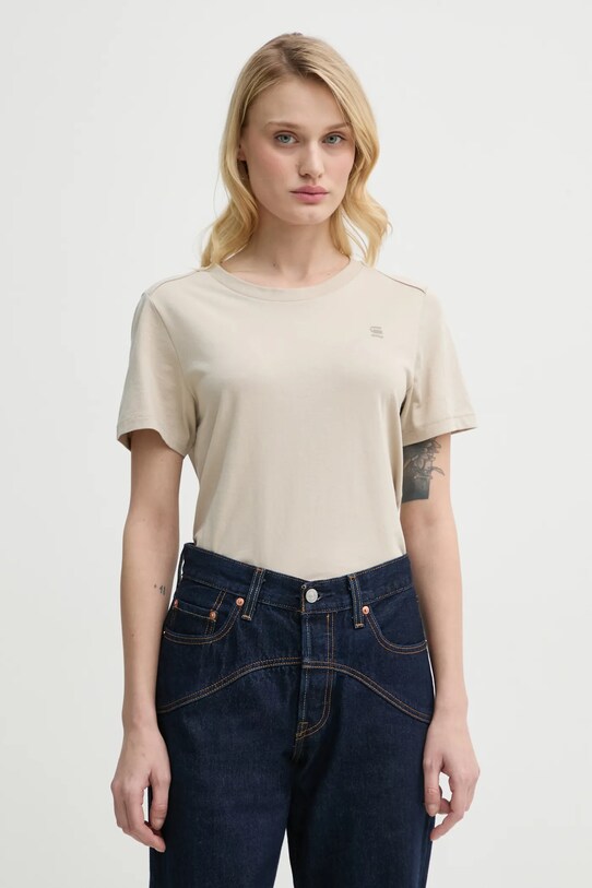 G-Star tricou din bumbac D26062.336 bej SS25