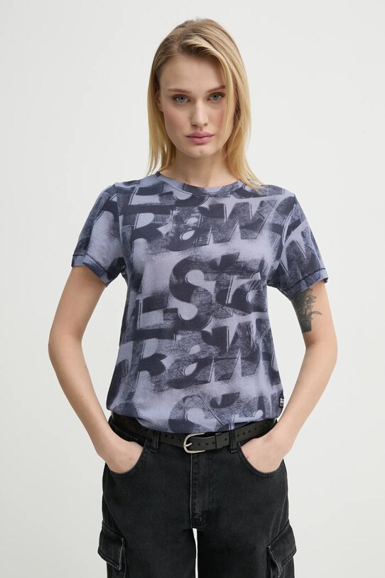 G-Star tricou din bumbac cu modele bleumarin D26066.C565