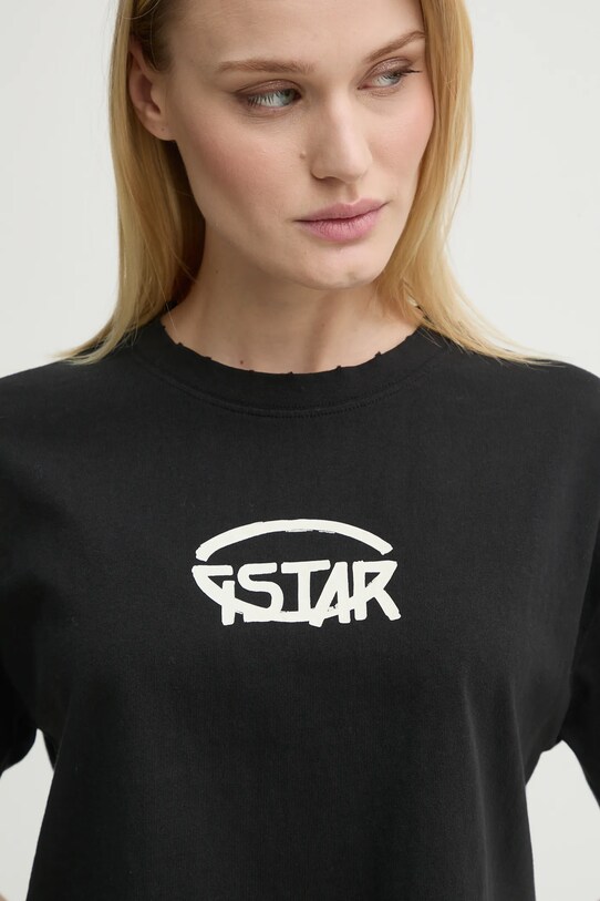 Βαμβακερό μπλουζάκι G-Star μαύρο D26239.C336