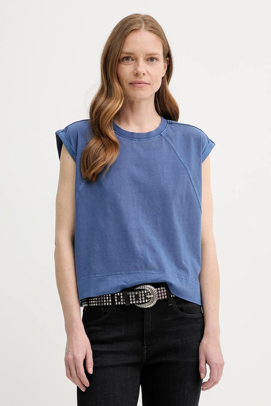 G-Star top din bumbac uni bleumarin D26421.C261