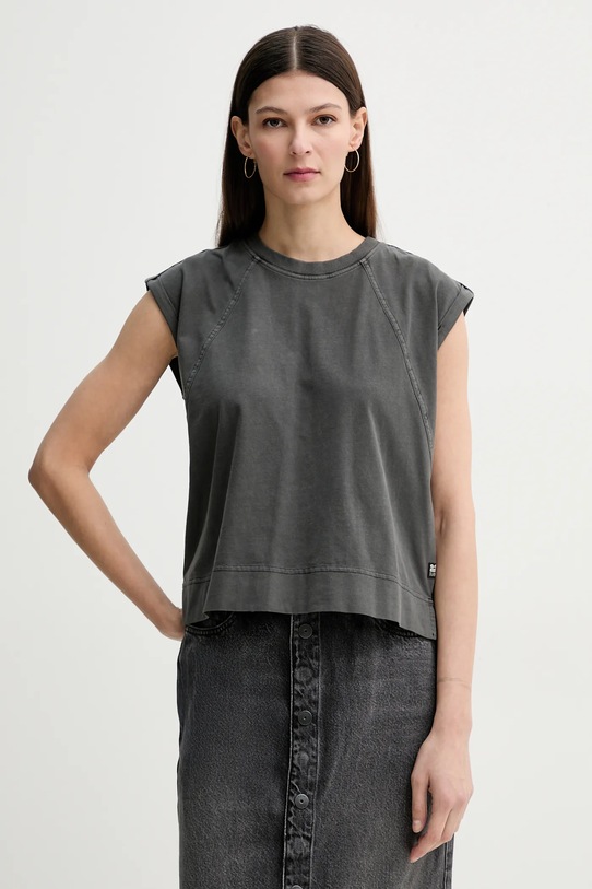 G-Star top din bumbac uni gri D26421.C261