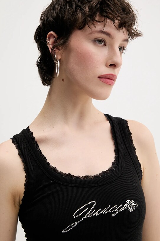 Juicy Couture top JUICY HIBISCUS CRYSTAL negru JCWLV125335