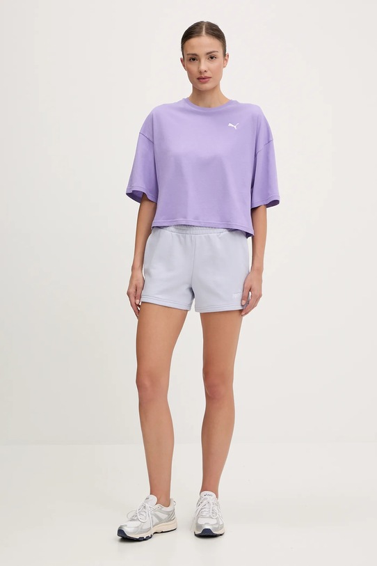 Puma t-shirt bawełniany 629743 fioletowy SS25