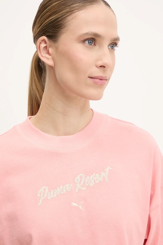 Bavlněné tričko Puma růžová 629776