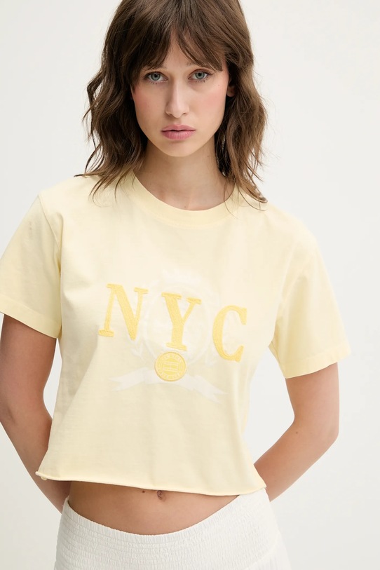 Tommy Jeans pamut póló sárga DW0DW20424