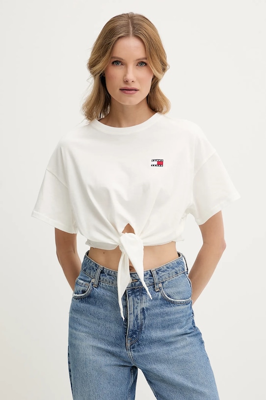 Бавовняна футболка Tommy Jeans бавовна білий DW0DW20321