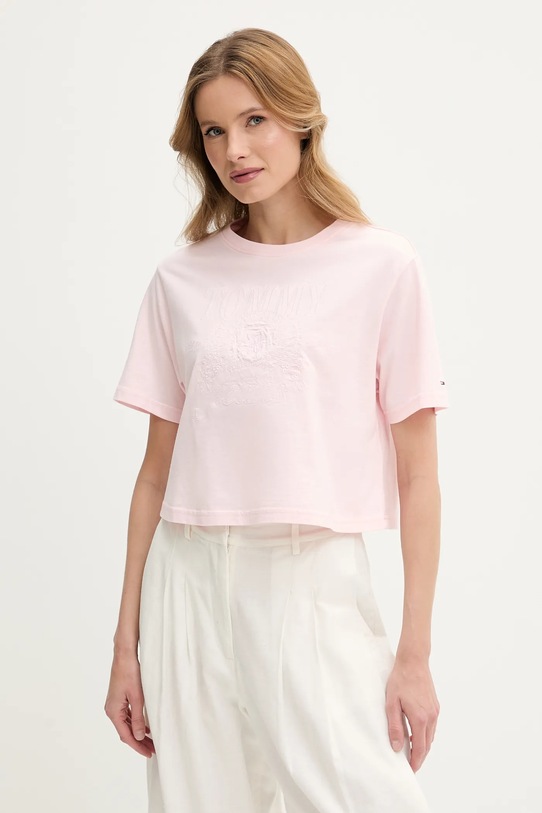 Îmbrăcăminte Tommy Jeans tricou din bumbac DW0DW20326 roz