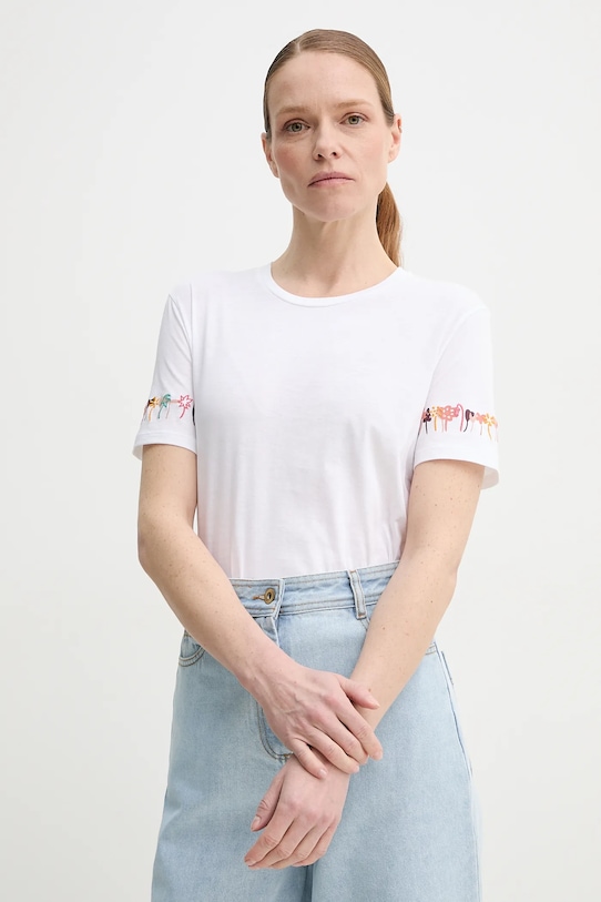 Bavlnené tričko PS Paul Smith potlač biela W2R.G799.PP5100