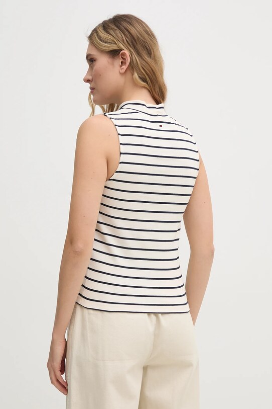 Odzież Tommy Hilfiger top bawełniany WW0WW44573 beżowy