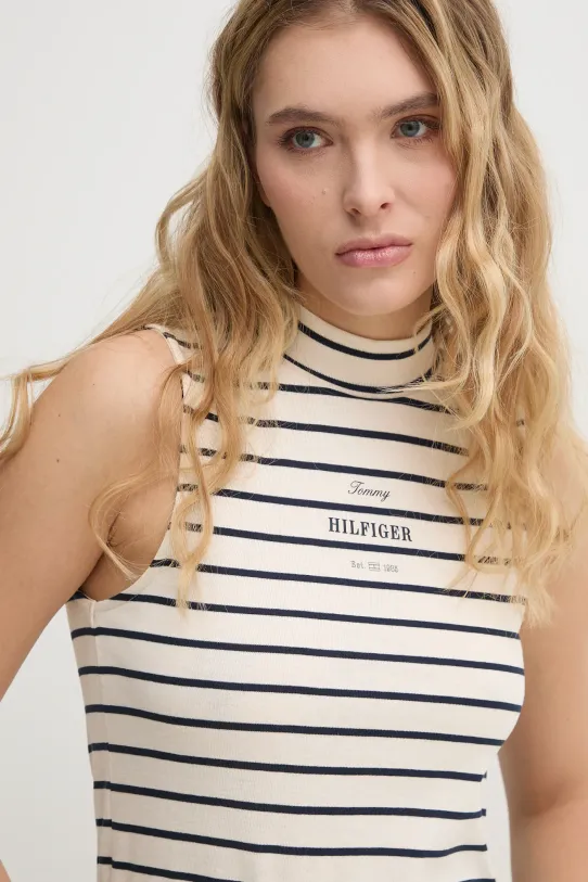 Tommy Hilfiger top bawełniany beżowy WW0WW44573