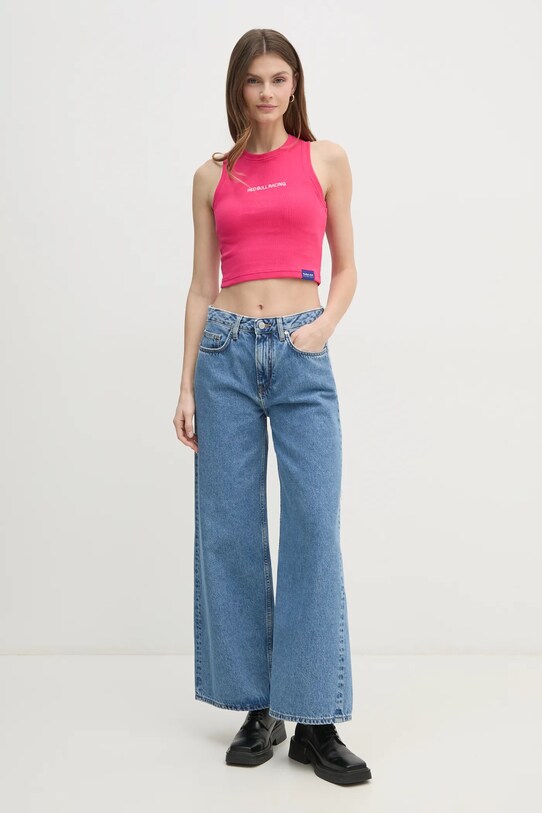 Red Bull Racing x Pepe Jeans top LOGO CROP TANK RL500002 różowy SS25