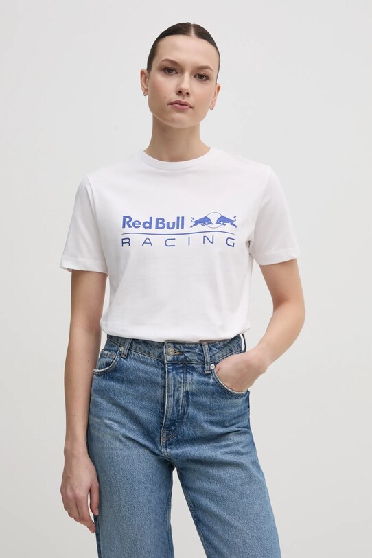 Red Bull Racing x Pepe Jeans t-shirt bawełniany STANDARD FIT TEE nadruk biały RL500004