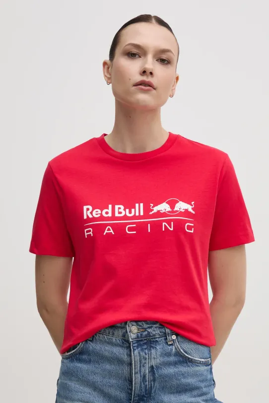 Bavlněné tričko Red Bull Racing x Pepe Jeans STANDARD FIT TEE potisk červená RL500004