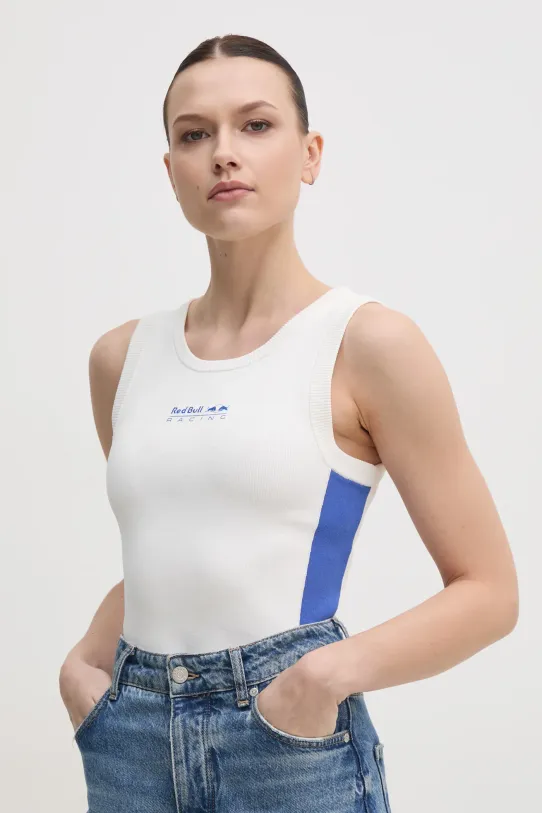 Red Bull Racing x Pepe Jeans kamizelka KNIT LOGO TANK okrągły biały RL700002