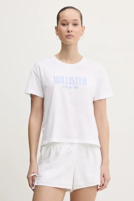 Hollister Co. tricou din bumbac imprimeu alb KI357.5000.100