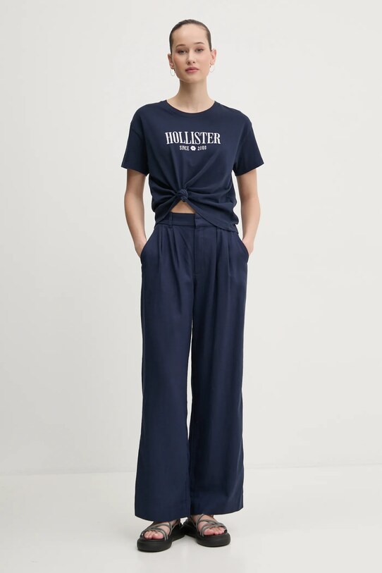 Hollister Co. t-shirt bawełniany KI357.5000.200 granatowy SS25