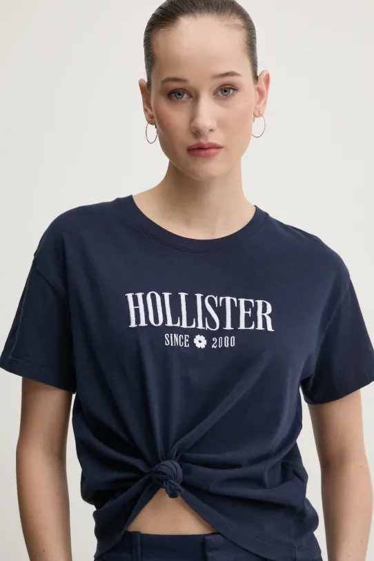 Hollister Co. t-shirt bawełniany granatowy KI357.5000.200