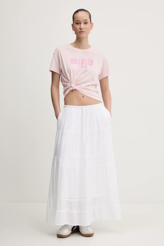 Hollister Co. t-shirt bawełniany KI357.5000.600 różowy SS25