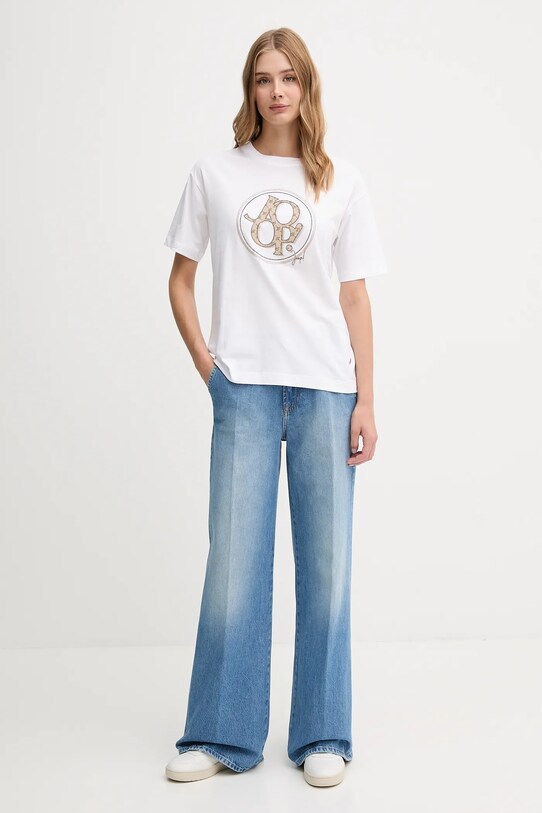 Joop! t-shirt bawełniany 30046236 biały SS25