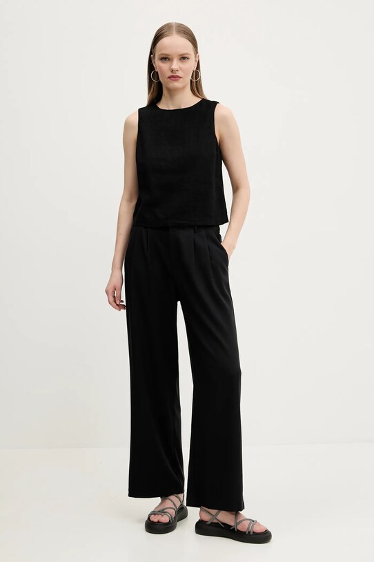 Lněná halenka Abercrombie & Fitch KI140.5556.900 černá SS25