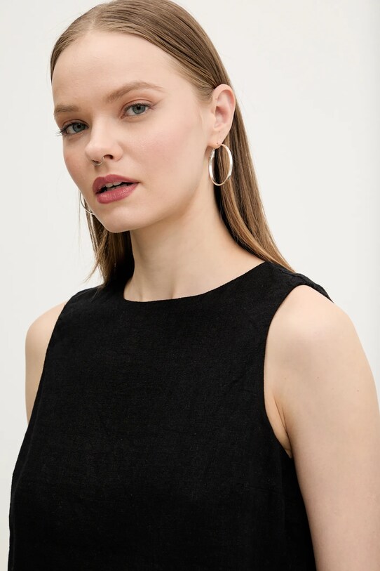 Abercrombie & Fitch bluzka lniana czarny KI140.5556.900