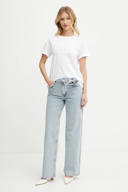 Liu Jo t-shirt bawełniany WA5007.JS923 biały SS25