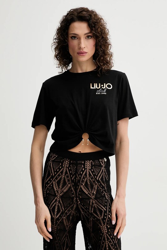 Liu Jo tricou din bumbac imprimeu negru WA5139.JS923