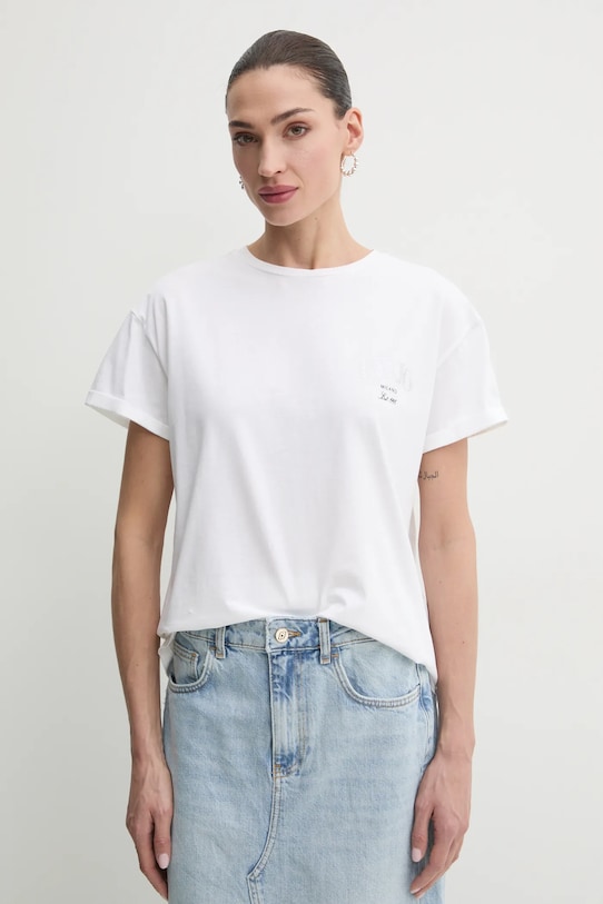 Liu Jo tricou din bumbac imprimeu alb WA5144.JS923