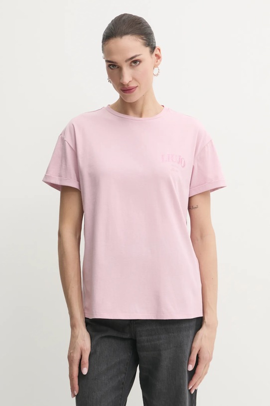 Хлопковая футболка Liu Jo relaxed розовый WA5144.JS923