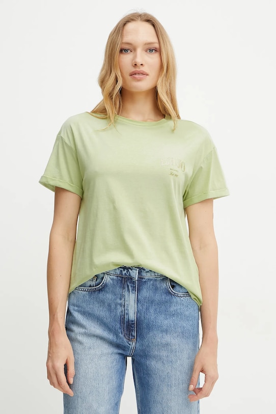 Liu Jo tricou din bumbac imprimeu verde WA5144.JS923