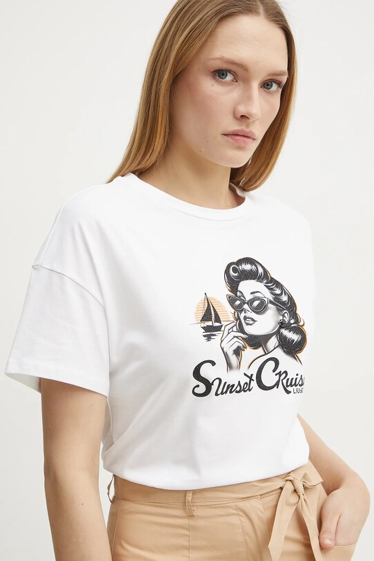 Хлопковая футболка Liu Jo белый WA5342.JS923