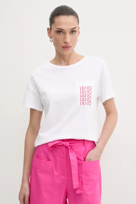 Liu Jo t-shirt bawełniany biały VA5152.JS923