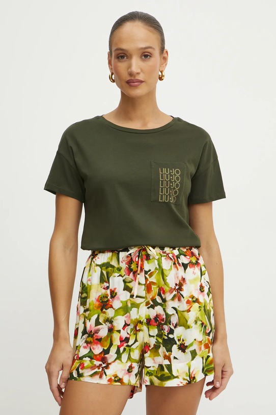 Bavlnené tričko Liu Jo zelená VA5152.JS923