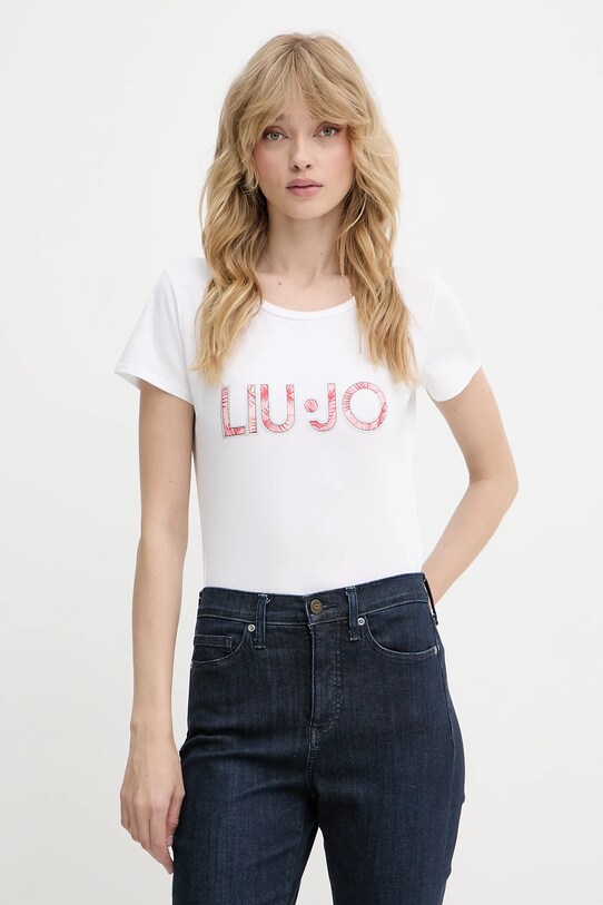 Liu Jo t-shirt z elastanem biały VA5154.JS003